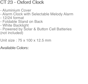 CT 23 - Oxford Clock